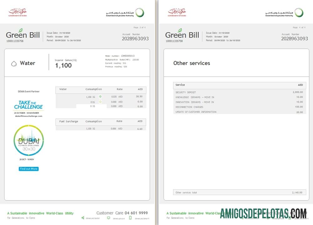 imprimível Modelo de conta de serviços públicos da Autoridade de Eletricidade e Água dos Emirados Árabes Unidos em formato Word (4 páginas) 3 4